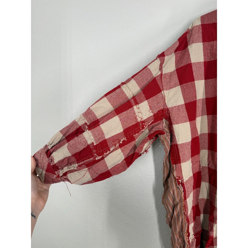 Easel Womens Plaid Oversized Tunic Dress Sz M Boxy Boho Raw Hem Grunge Casual - Picture 4 of 10